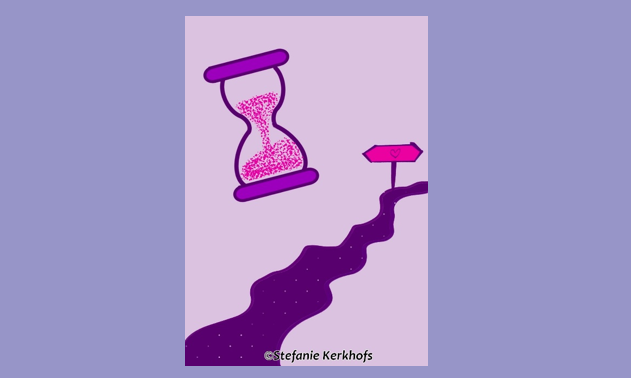 Zandloper bij kronkelende weg