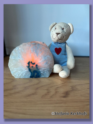 Beertje bij agaat theelichthouder